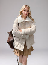Lamb Fur Collar Cotton-padded Coat Jacket