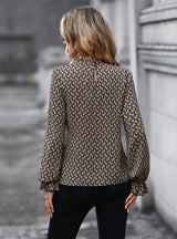 Long Sleeve Slim Leopard Print Shirt