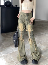 Retro Bow Horn Stretch Jeans