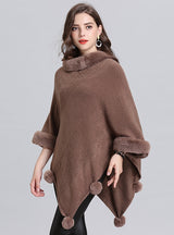 Wool Jacquard Pullover Cloak Shawl
