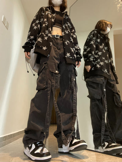 Black Straight High-waisted Jeans