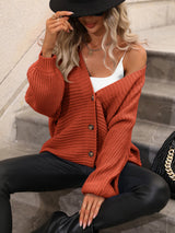 Solid Color Knitted Cardigan Loose Sweater