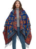 Jacquard Ladies Fringed Hooded Cloak Shawl