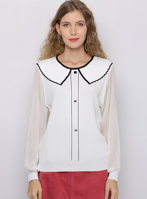 Doll Neck Long Sleeve Shirt