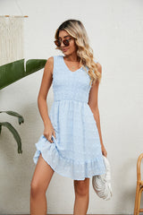 Jacquard Chiffon Loose V-neck Dress