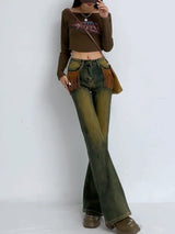 Front Pocket Tassel Vintage Flared Jeans