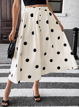 Mid-long Wave Point Skirt Elastic Retro Skirt