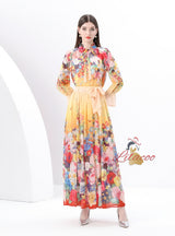 Women Printed Chiffon Shirt+Skirt Suit