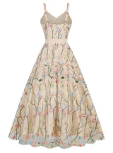 V-neck Retro Sling Embroidered Gauze Dress