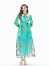 Palace Chiffon Printed Long-sleeved Dress
