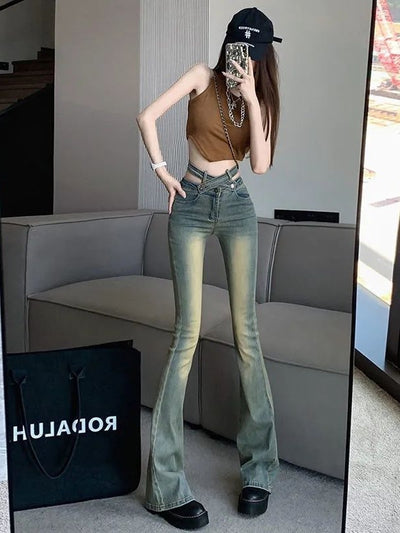 Cross High Waist Micro-pull Jeans