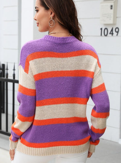Spliced Striped Oullover Sweater