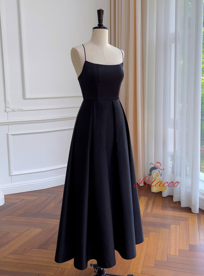 Black Spaghetti Straps Prom Dress
