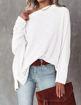 Knitted Top Waffle Diagonal Shoulder Sweater