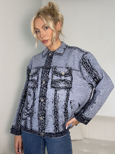 Women Graffiti Lapel Loose Coat