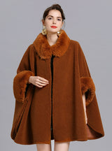 Loose Granular Cashmere Woolen Cloak Coat