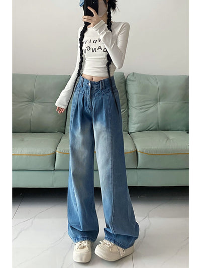 Retro Straight High Waist Slim Jeans