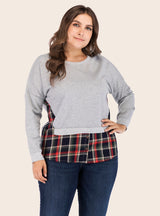 Fake Two-piece Spliced Round Neck Long-sleeved Shirt