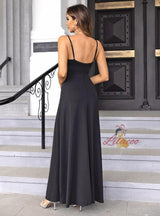 Black Straps Long Party Dress