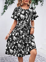 Floral Print Short Sleeve Dress