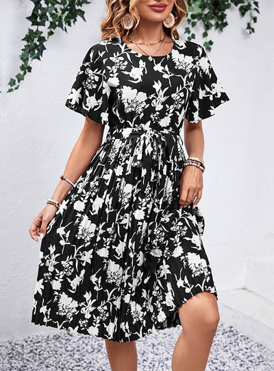 Floral Print Short Sleeve Dress