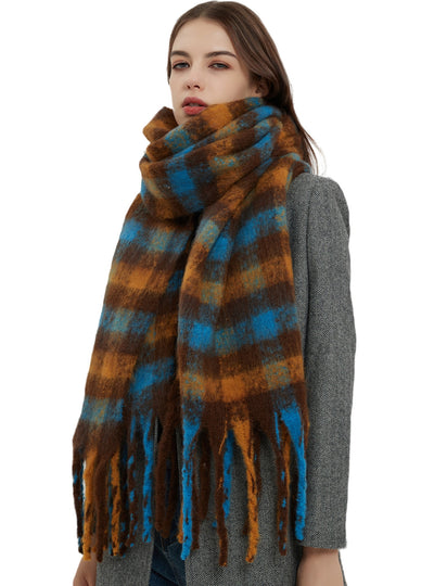 Coarse Beard Plaid Scarf Thickened Warm Shawl