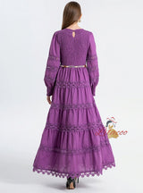 Retro Lace Openwork Lace Slim Dress