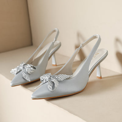 Pointed Stilettos Rhinestone Bow Sandals