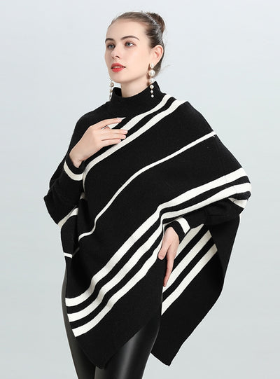Irregular Striped Bat Sleeve Cloak