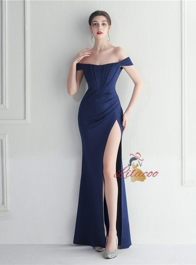 Mermaid Off the Shoulder Pleats Prom Dress