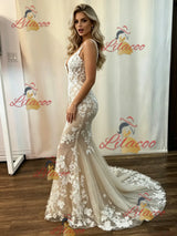 Sexy Mermaid Tulle Appliques Wedding Dress