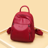 Solid Color Outdoor Soft Leather Backpack