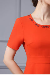 Orange Short Sleeve Mother Of the Brides Dress