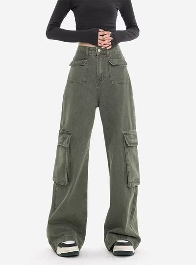 High Waist Straight Wide-leg Pants
