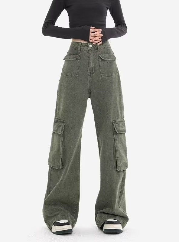 High Waist Straight Wide-leg Pants