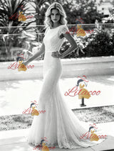 White Mermaid Lace V-neck Wedding Dress
