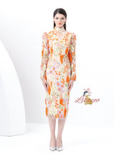 Retro Long-sleeved Slim Embroidered Dress