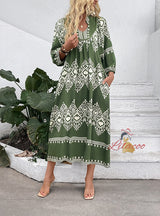 Ethnic Geometric Print Loose Dress