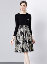 Retro Knitted Mosaic Jacquard Dress