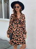 Leopard Print V-neck Long Sleeve Dress