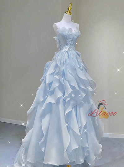 Pink Tulle See Through Neck Beading Prom Dress