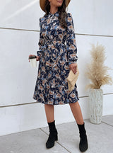 Long Sleeve Lapel Floral Dress