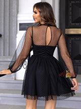 Black Tulle Long Sleeve Dresss