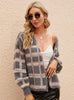 Loose Check Knit Cardigan Sweater Coat
