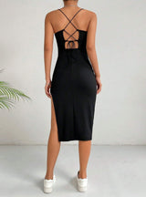 Sexy Backless Slit Slim Sling Dress
