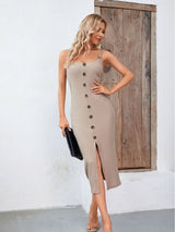 Sexy Slim-fit Knitted Slit Sling Dress