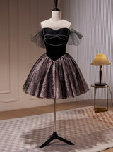 Black Off the Shoulder Beading Homecoming Dress