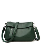 Soft Leather Solid Color Shoulder Bag