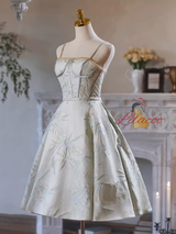 Spaghetti Straps Satin Homecoming Dress