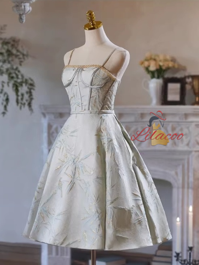 Spaghetti Straps Satin Homecoming Dress